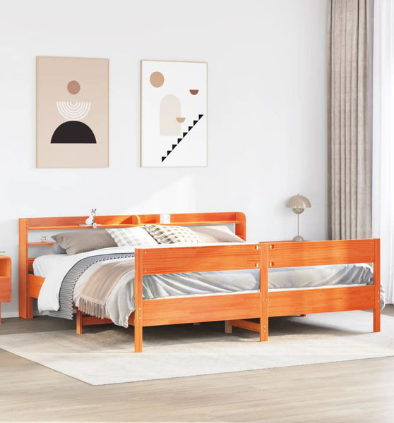Massivholzbett ohne Matratze Wachsbraun 180x200 Kiefernholz