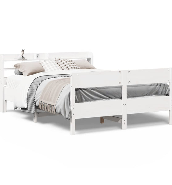 Massivholzbett ohne Matratze Weiß 160x200 Kiefernholz