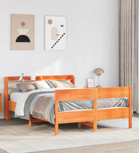 Massivholzbett ohne Matratze Wachsbraun 150x200 cm Kiefernholz