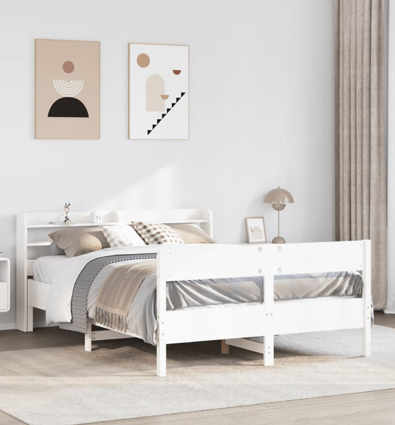 Massivholzbett ohne Matratze Weiß 140x200 cm Kiefernholz