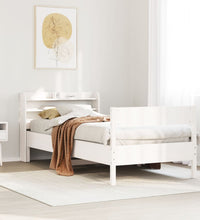 Massivholzbett ohne Matratze Weiß 100x200 cm Kiefernholz