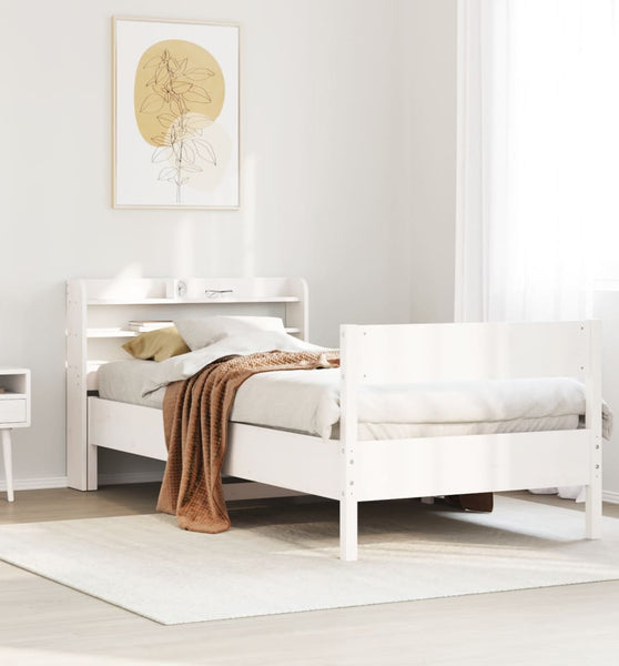 Massivholzbett ohne Matratze Weiß 100x200 cm Kiefernholz