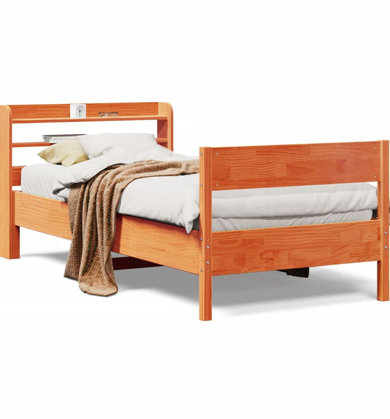 Massivholzbett ohne Matratze Wachsbraun 100x200 Kiefernholz