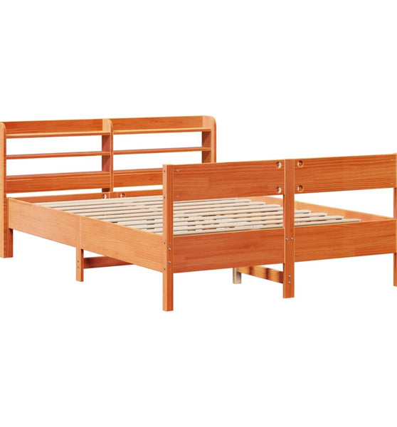 Massivholzbett ohne Matratze Wachsbraun 140x190 cm Kiefernholz