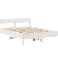 Massivholzbett ohne Matratze Weiß 135x190 cm Kiefernholz