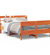 Massivholzbett ohne Matratze Wachsbraun 135x190 cm Kiefernholz