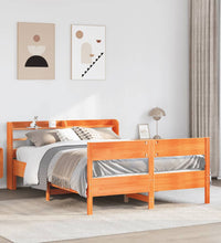 Massivholzbett ohne Matratze Wachsbraun 135x190 cm Kiefernholz