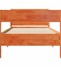 Massivholzbett ohne Matratze Wachsbraun 90x190 cm Kiefernholz