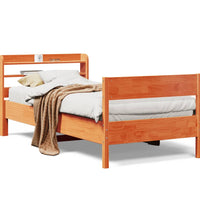 Massivholzbett ohne Matratze Wachsbraun 75x190 cm Kiefernholz