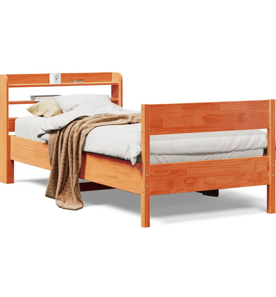 Massivholzbett ohne Matratze Wachsbraun 75x190 cm Kiefernholz