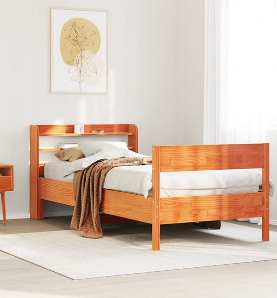 Massivholzbett ohne Matratze Wachsbraun 75x190 cm Kiefernholz