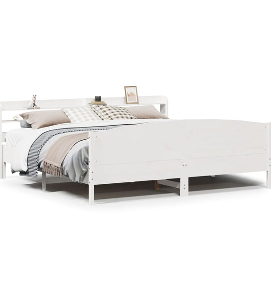 Massivholzbett ohne Matratze Weiß 200x200 cm Kiefernholz