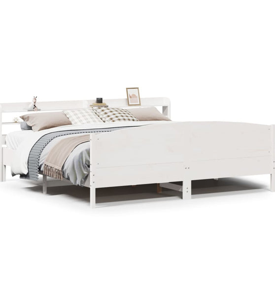 Massivholzbett ohne Matratze Weiß 200x200 cm Kiefernholz