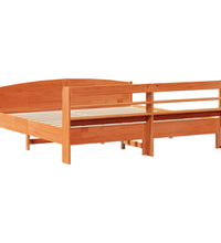 Massivholzbett ohne Matratze Wachsbraun 200x200 Kiefernholz