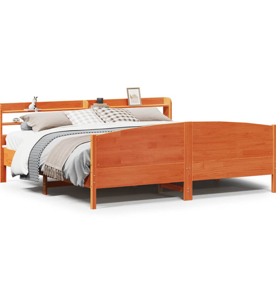 Massivholzbett ohne Matratze Wachsbraun 180x200 Kiefernholz