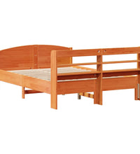 Massivholzbett ohne Matratze Wachsbraun 150x200 cm Kiefernholz