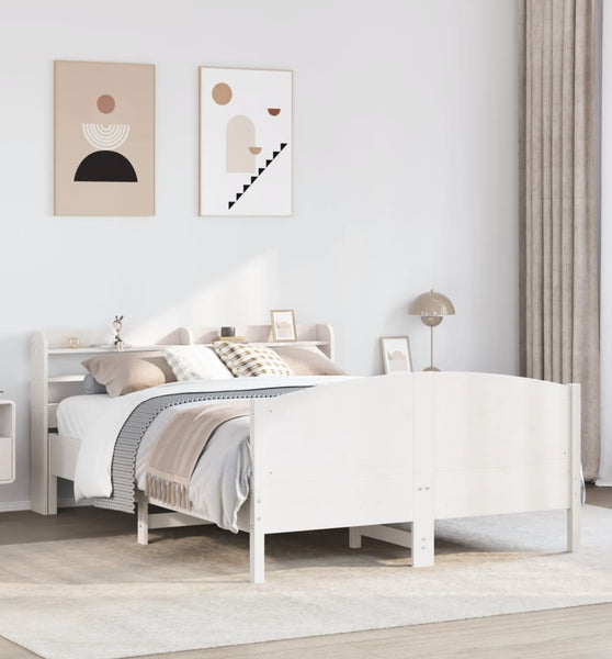 Massivholzbett ohne Matratze Weiß 140x200 cm Kiefernholz