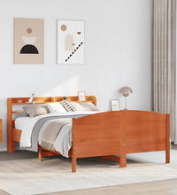 Massivholzbett ohne Matratze Wachsbraun 140x200 cm Kiefernholz