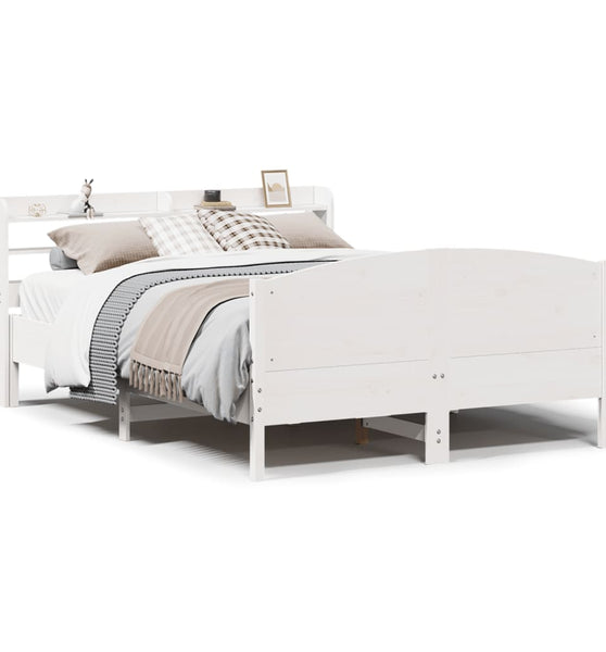 Massivholzbett ohne Matratze Weiß 140x190 cm Kiefernholz