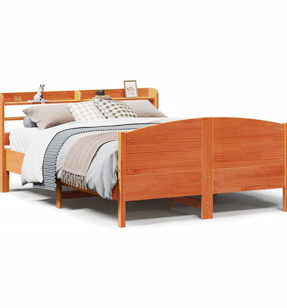 Massivholzbett ohne Matratze Wachsbraun 140x190 cm Kiefernholz
