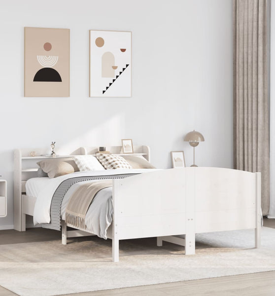 Massivholzbett ohne Matratze Weiß 135x190 cm Kiefernholz