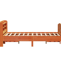 Massivholzbett ohne Matratze Wachsbraun 135x190 cm Kiefernholz