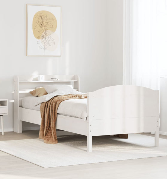 Massivholzbett ohne Matratze Weiß 100x200 cm Kiefernholz