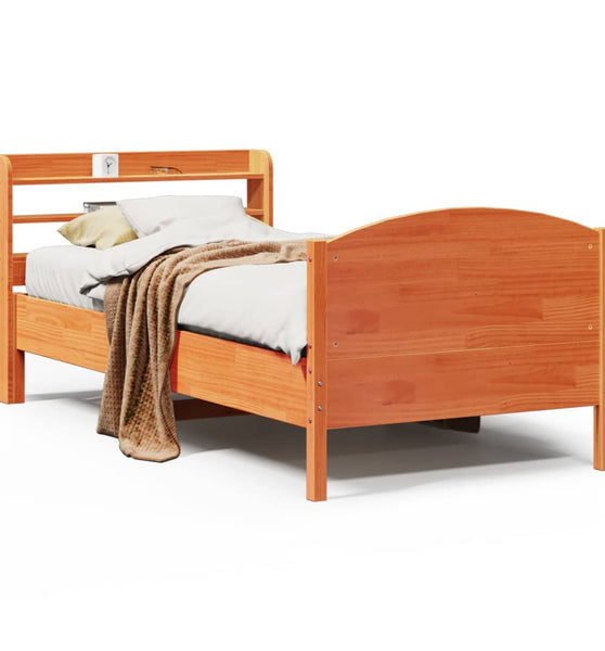 Massivholzbett ohne Matratze Wachsbraun 75x190 cm Kiefernholz