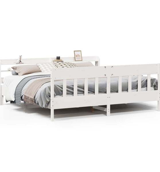 Massivholzbett ohne Matratze Weiß 200x200 cm Kiefernholz