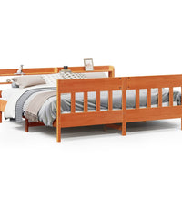 Massivholzbett ohne Matratze Wachsbraun 200x200 Kiefernholz