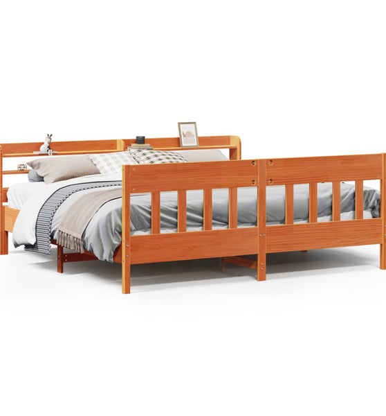Massivholzbett ohne Matratze Wachsbraun 200x200 Kiefernholz