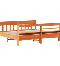 Massivholzbett ohne Matratze Wachsbraun 200x200 Kiefernholz