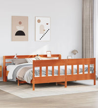 Massivholzbett ohne Matratze Wachsbraun 200x200 Kiefernholz