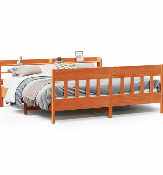 Massivholzbett ohne Matratze Wachsbraun 180x200 Kiefernholz