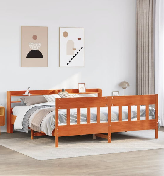 Massivholzbett ohne Matratze Wachsbraun 180x200 Kiefernholz