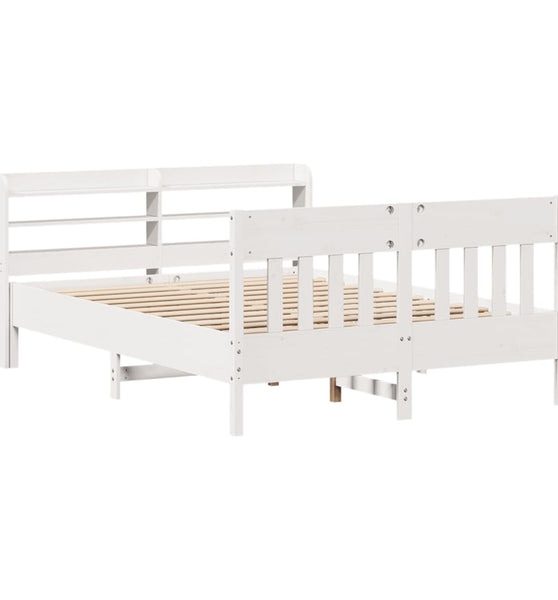 Massivholzbett ohne Matratze Weiß 160x200 Kiefernholz