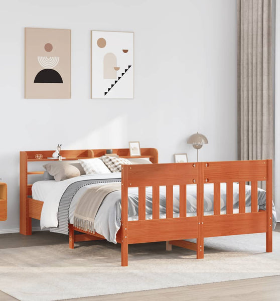 Massivholzbett ohne Matratze Wachsbraun 160x200 Kiefernholz