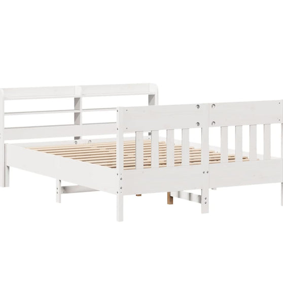 Massivholzbett ohne Matratze Weiß 150x200 cm Kiefernholz