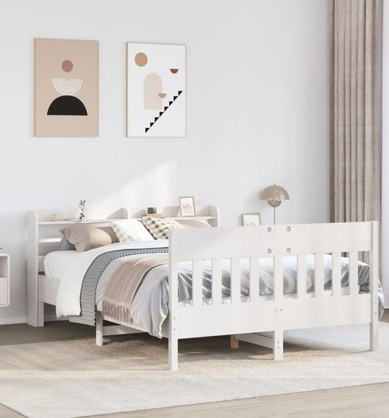 Massivholzbett ohne Matratze Weiß 150x200 cm Kiefernholz