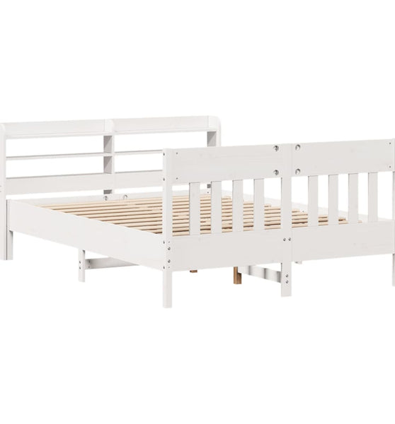 Massivholzbett ohne Matratze Weiß 140x200 cm Kiefernholz