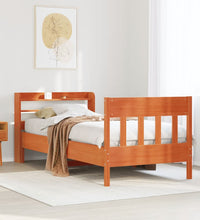 Massivholzbett ohne Matratze Wachsbraun 90x200 Kiefernholz