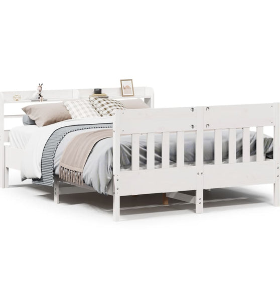 Massivholzbett ohne Matratze Weiß 140x190 cm Kiefernholz