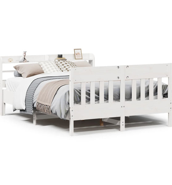 Massivholzbett ohne Matratze Weiß 140x190 cm Kiefernholz