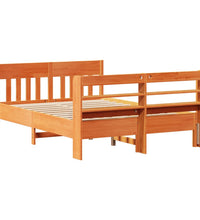 Massivholzbett ohne Matratze Wachsbraun 140x190 cm Kiefernholz