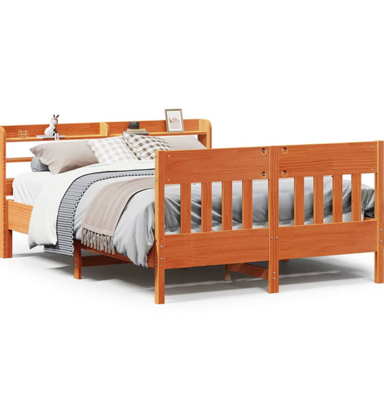 Massivholzbett ohne Matratze Wachsbraun 135x190 cm Kiefernholz