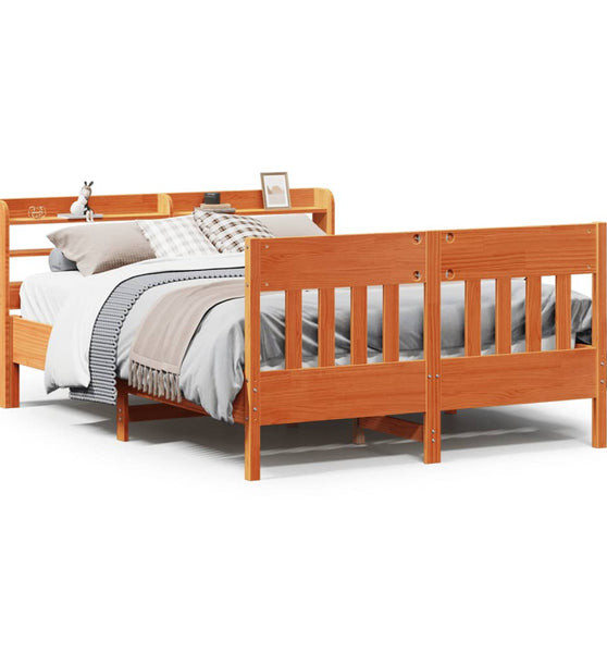 Massivholzbett ohne Matratze Wachsbraun 135x190 cm Kiefernholz