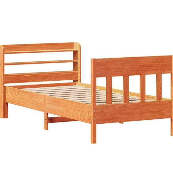 Massivholzbett ohne Matratze Wachsbraun 75x190 cm Kiefernholz