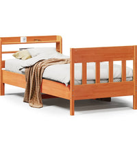 Massivholzbett ohne Matratze Wachsbraun 75x190 cm Kiefernholz
