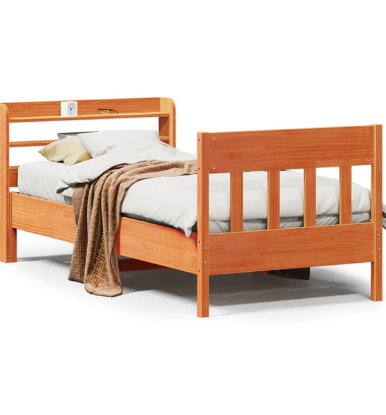Massivholzbett ohne Matratze Wachsbraun 75x190 cm Kiefernholz