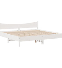 Massivholzbett mit Kopfteil Weiß 200x200 cm Kiefer